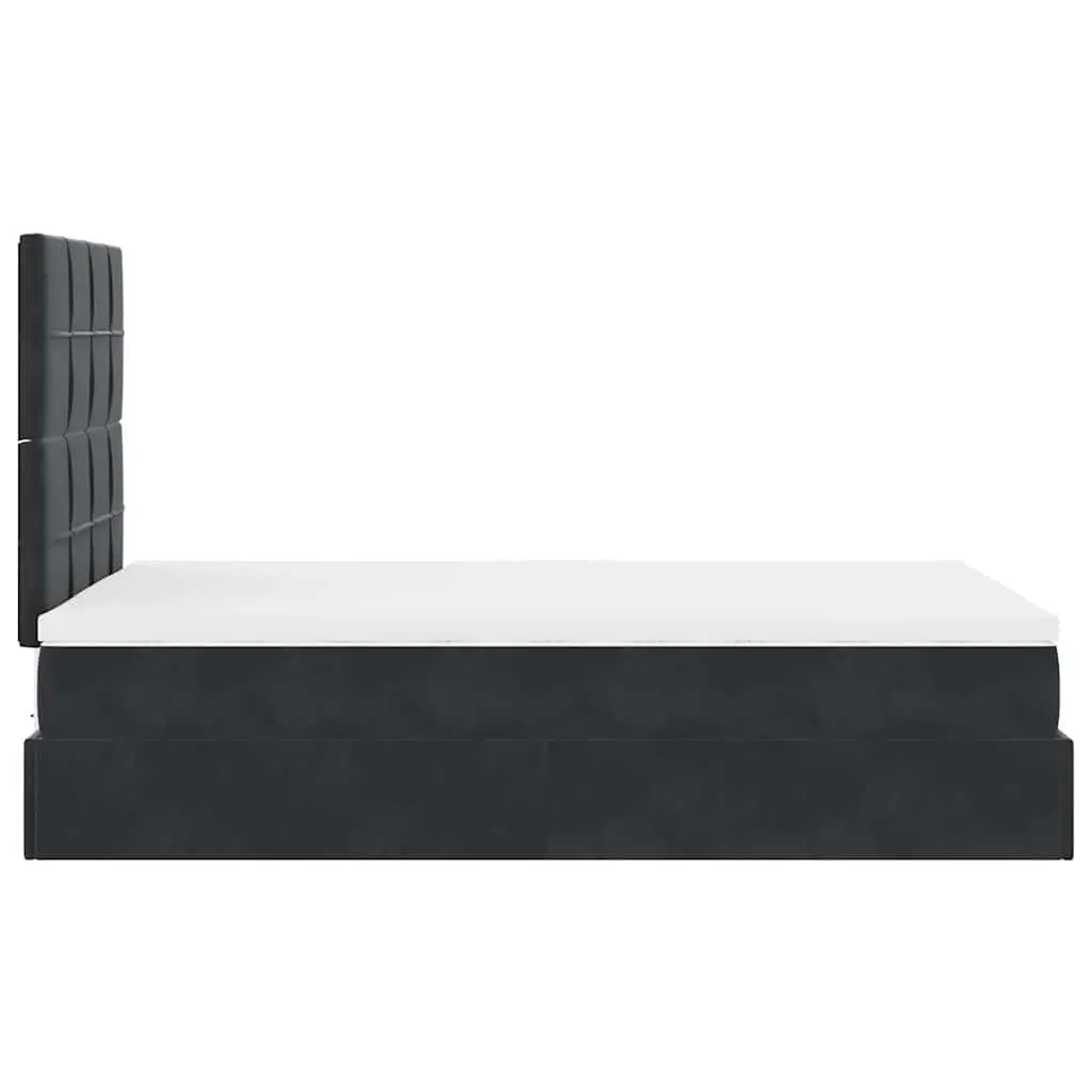 Ottoman Bed with Hydraulic Lift Storage King Single Black Velvet
