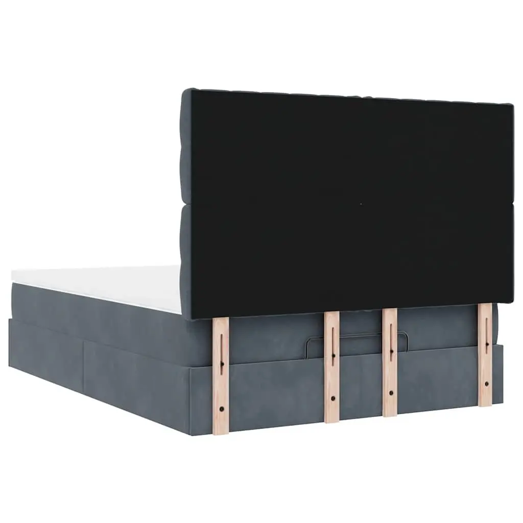 Queen Ottoman Storage Bed with Pocket Spring Mattress Grey Velvet Upholstery