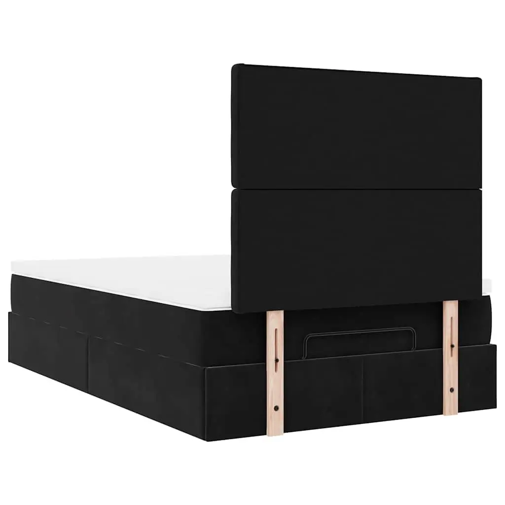 Ottoman Bed with Hydraulic Lift Storage King Single Black Velvet Pocket Spring Mattress