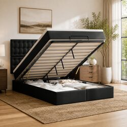 Double Ottoman Bed with Hydraulic Lift and Pocket Spring Mattress