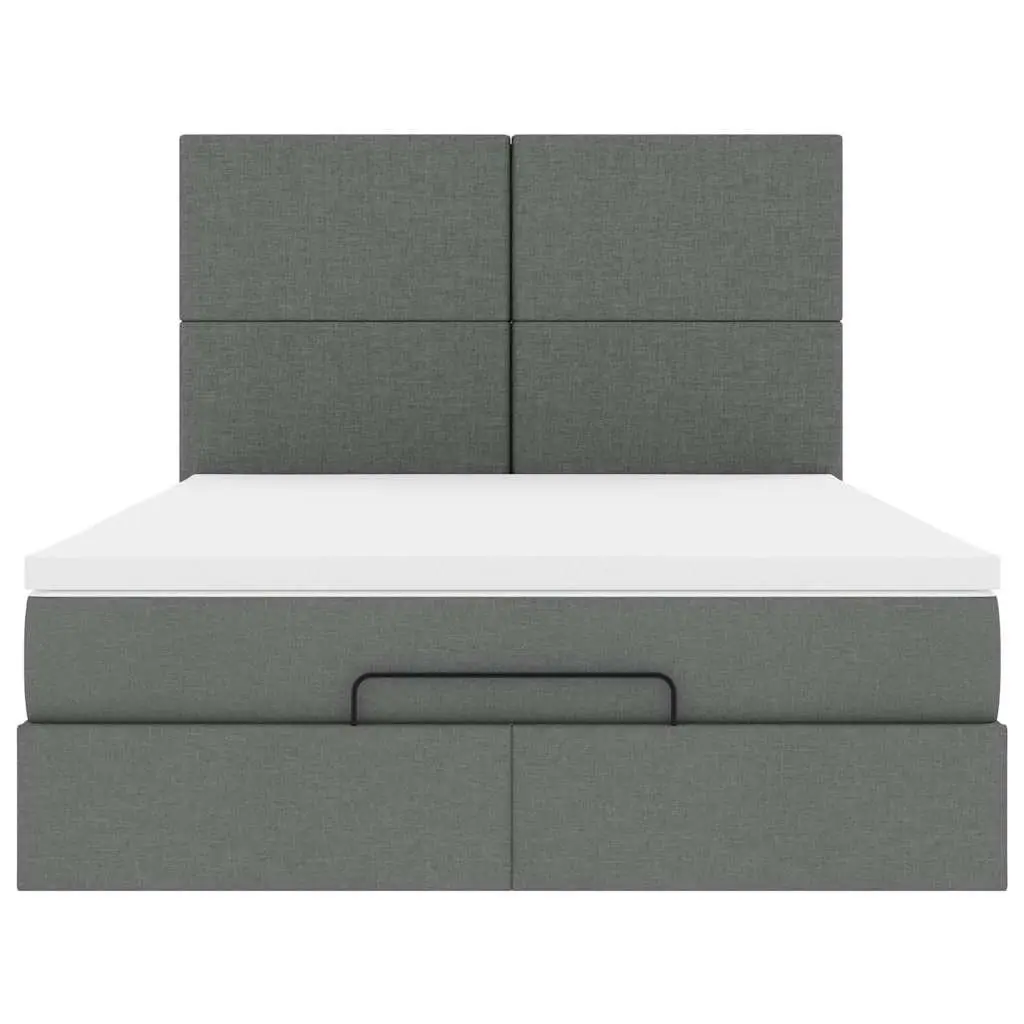 Ottoman Bed with Pocket Spring Mattress Storage Grey Queen