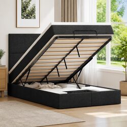 King Single Ottoman Bed with Hydraulic Lift and Mattress