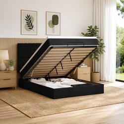 Double Ottoman Bed with Pocket Spring Mattress and Storage