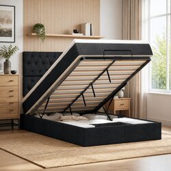 Functional Ottoman Bed with Pocket Spring Mattress and LED Lighting