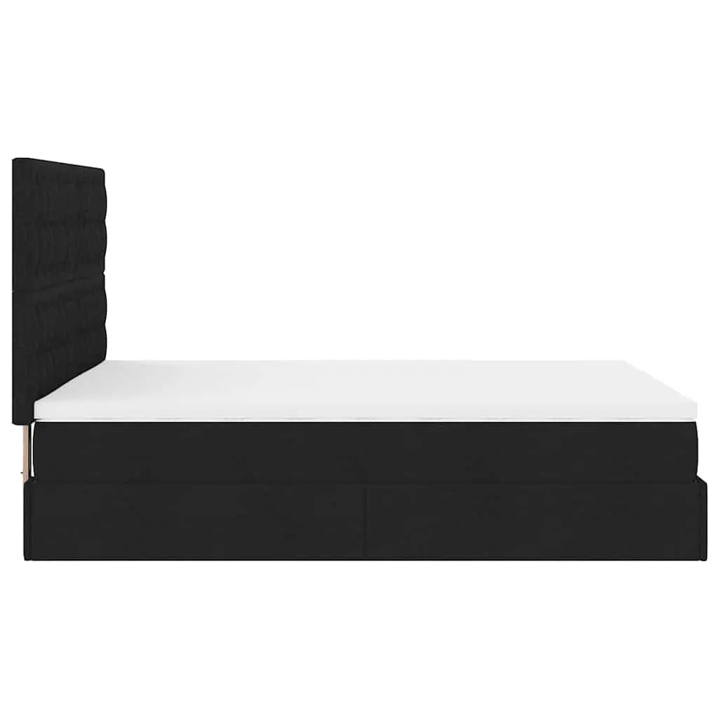 Ottoman Bed with Pocket Spring Mattress Storage Double Black Fabric
