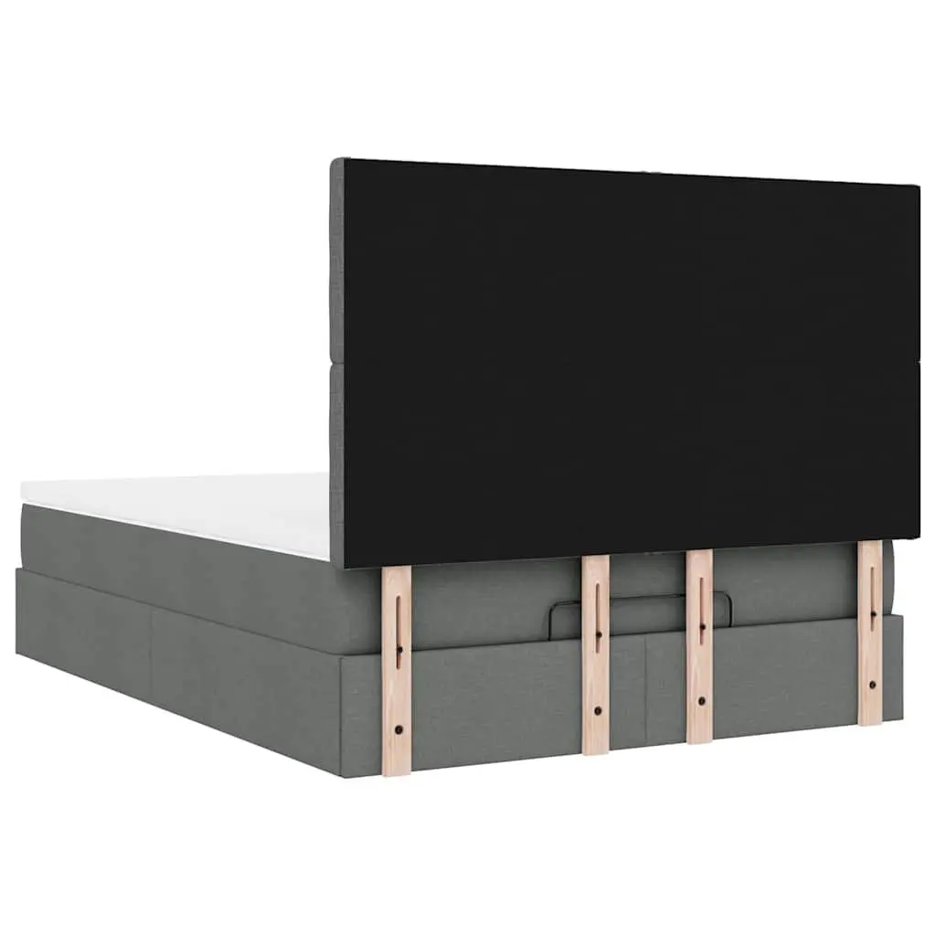 Ottoman Bed with Pocket Spring Mattress Storage Queen Grey Fabric