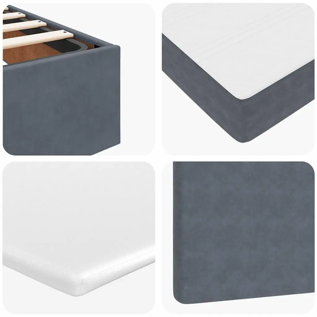 Ottoman Bed Queen with Pocket Spring Mattress Topper Storage Velvet Grey LED