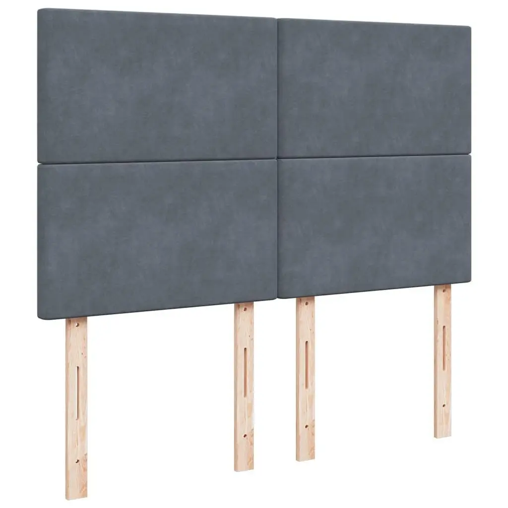 Ottoman Bed Queen with Pocket Spring Mattress Topper Storage Velvet Grey LED