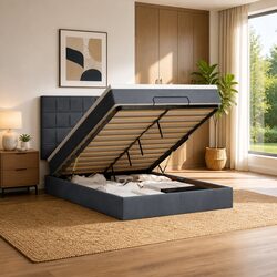 Queen Ottoman Bed with Pocket Spring and LED Lights