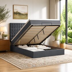 Double Ottoman Bed with Pocket Spring Mattress and Storage