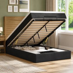 Ottoman Bed with Pocket Spring Mattress and LED Lights