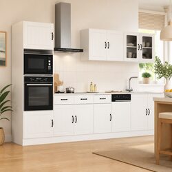 7 Piece Kitchen Cabinet Set in White with Adjustable Features