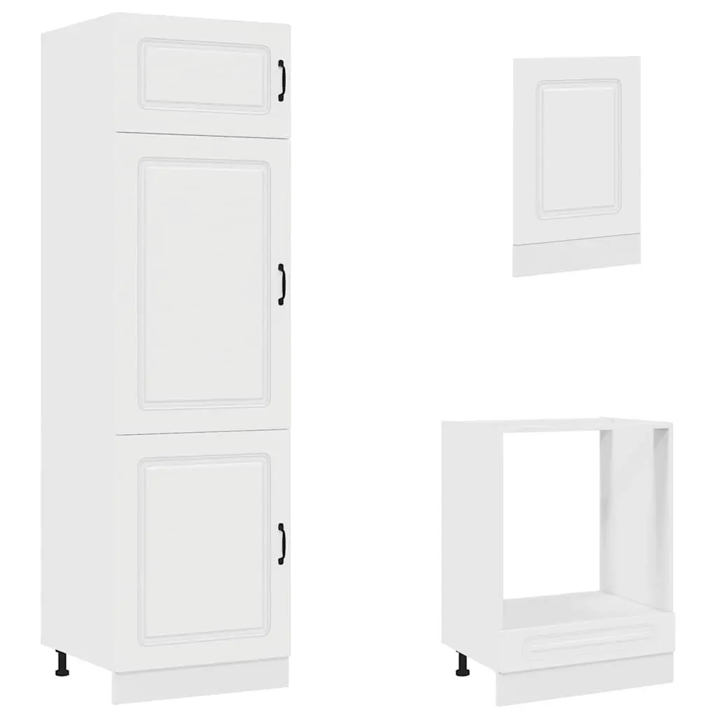 7 Piece White Engineered Wood Kitchen Cabinet Set with Storage Compartments for Organized Kitchen Space