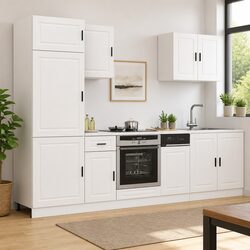 7 Piece Kitchen Cabinet Set in White Engineered Wood