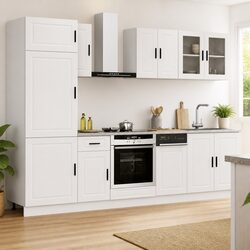 8-Piece White Kitchen Cabinet Set with Adjustable Feet
