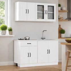 Engineered Wood 4-Piece Kitchen Cabinet Set in White