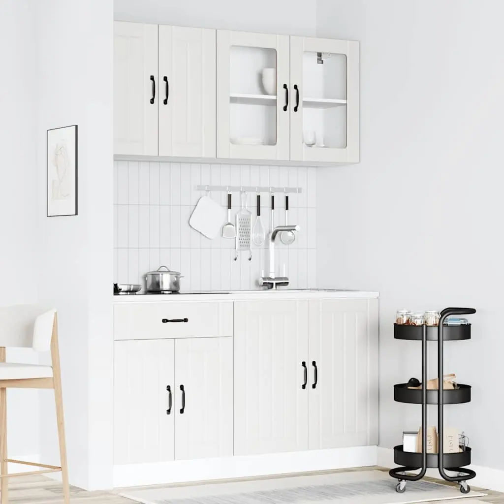 Kitchen Cabinet Set Storage Engineered Wood 4 Piece White
