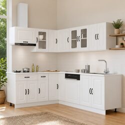 11-Piece Engineered Wood Kitchen Cabinet Set in White