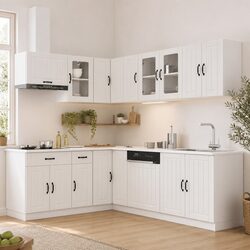11-Piece White Kitchen Cabinet Set in Engineered Wood