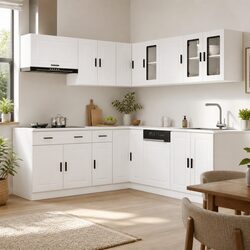 11-Piece Kitchen Cabinet Set in White Engineered Wood