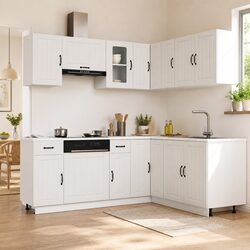 11-Piece Kitchen Cabinet Set in White Engineered Wood