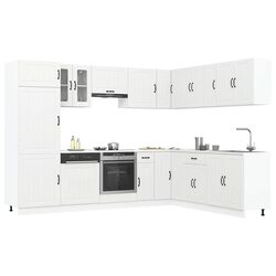 Kitchen Cabinet Set 14 Piece White Storage Engineered Wood Furniture Cupboard