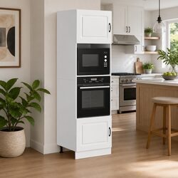 Set of 2 White Engineered Wood Oven Cabinets