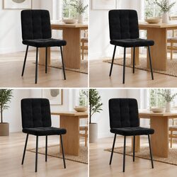 4-Piece Modern Dining Chair Set in Black Velvet