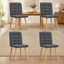 Set of 4 Grey Foam-Filled Dining Chairs with Sturdy Frame