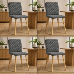 4-Piece Dark Grey Fabric Dining Chair Set