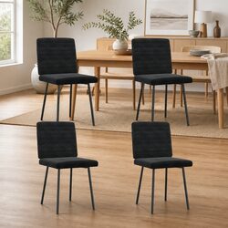 Set of 4 Black Velvet Dining Chairs with Durable Frame