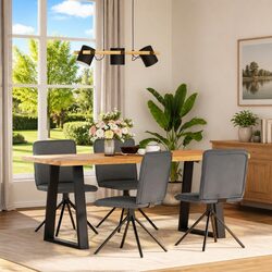 4 Piece Dark Grey Fabric Dining Chair Set