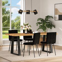 4 Black Velvet Dining Chairs with Metal and Wood Frame