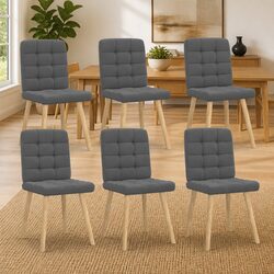 Set of 6 Grey Polyester Dining Chairs with Metal Frame