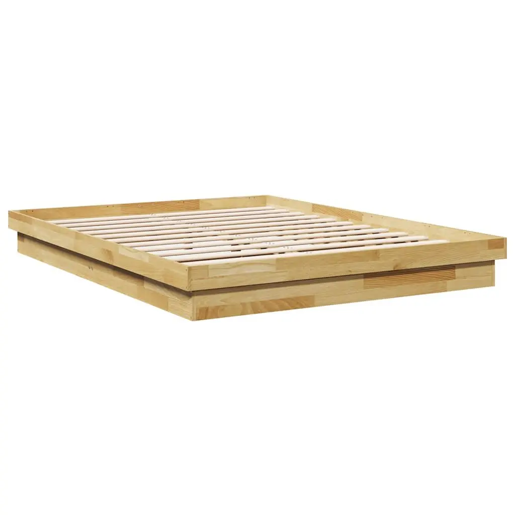 Bed Frame Low Floor Solid Wood 150x200 cm Brown