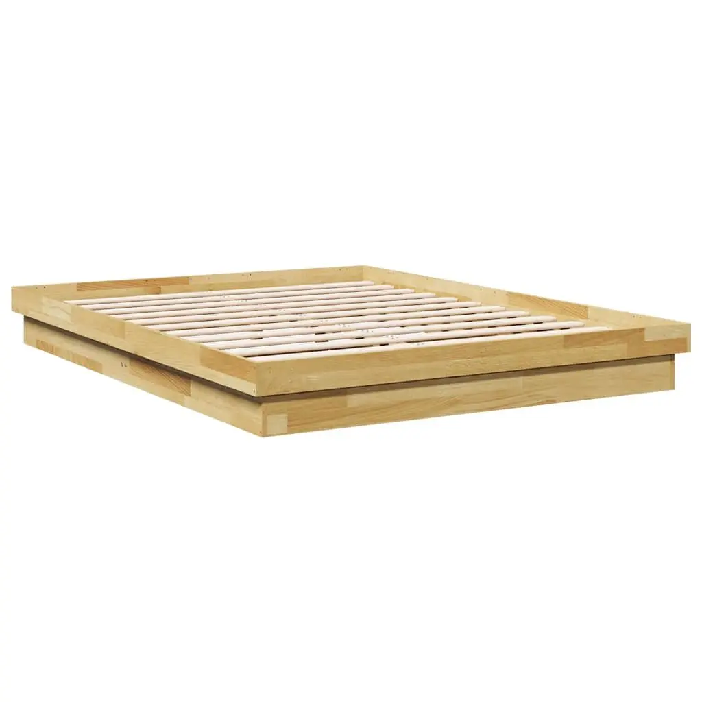 Bed Frame Low Floor Solid Wood 150x200 cm Brown