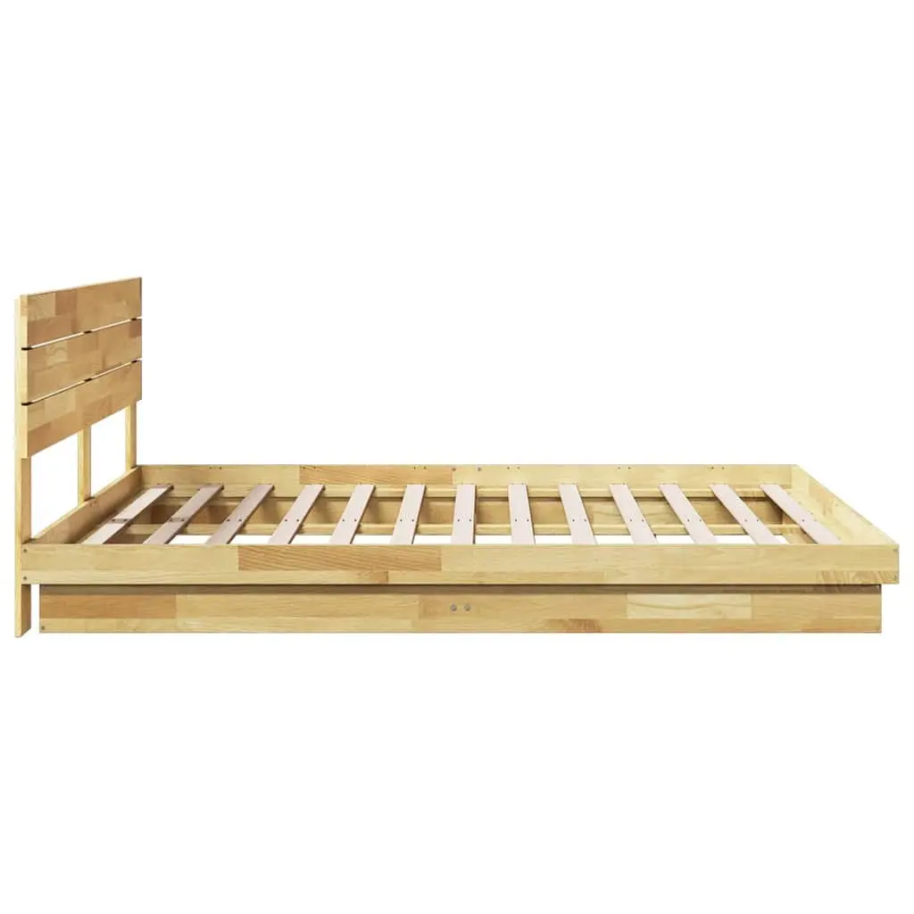 Solid Wood Bed Frame Low Platform 180x200 cm Brown with Integrated Headboard