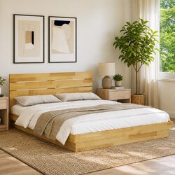 Low Floor Solid Wood Bed Frame with Headboard 150x200 cm