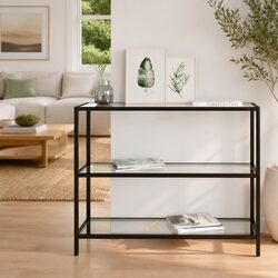 100x36x90cm Tempered Glass Shelf with Iron Frame