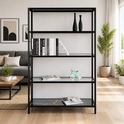 Corner Shelf with Tempered Glass and Iron Frame