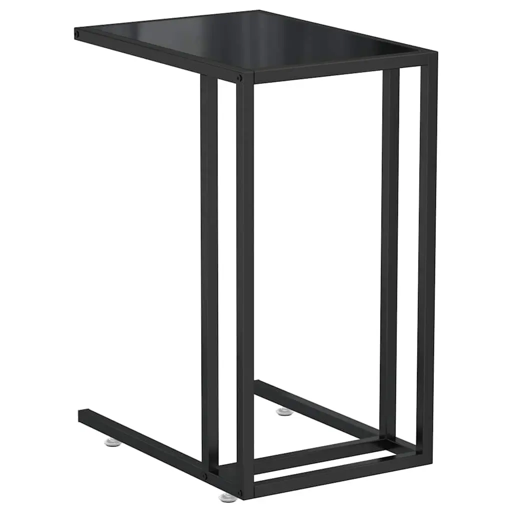 Computer Side Table Easy Clean 50 x 35 x 65 cm Black Tempered Glass