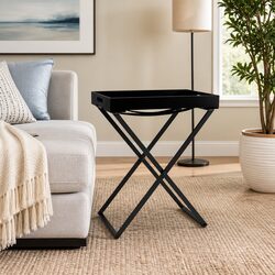Folding Side Table Black - Space-Saving and Sturdy