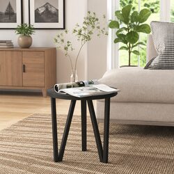 Round Black Tea Table with MDF Top and Steel Frame