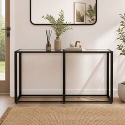 Tempered Glass Console Table 140x35x75.5cm