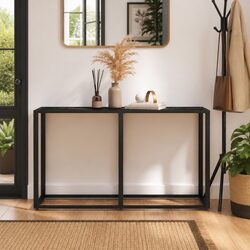 Black Marble Top Console Table with Steel Frame