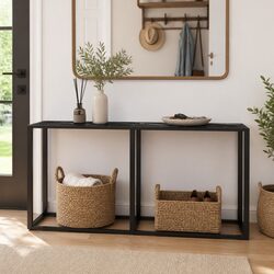 Console Table with Tempered Glass and Steel Frame