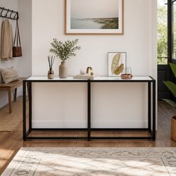 Tempered Glass Console Table with Marble Design