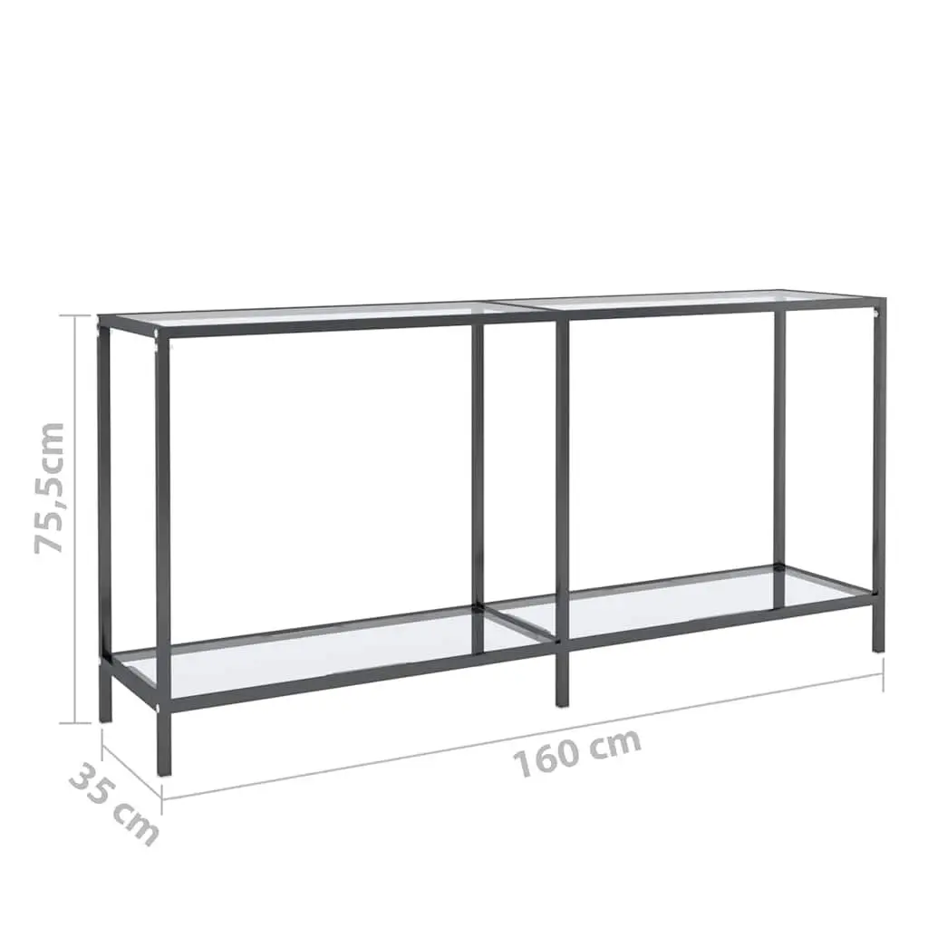 Console Table Transparent Tempered Glass 160cm x 35cm x 75.5cm