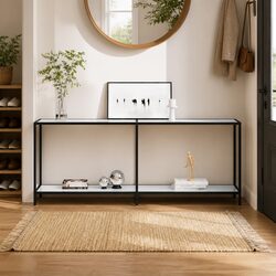 Precision Crafted White Console Table with Tempered Glass