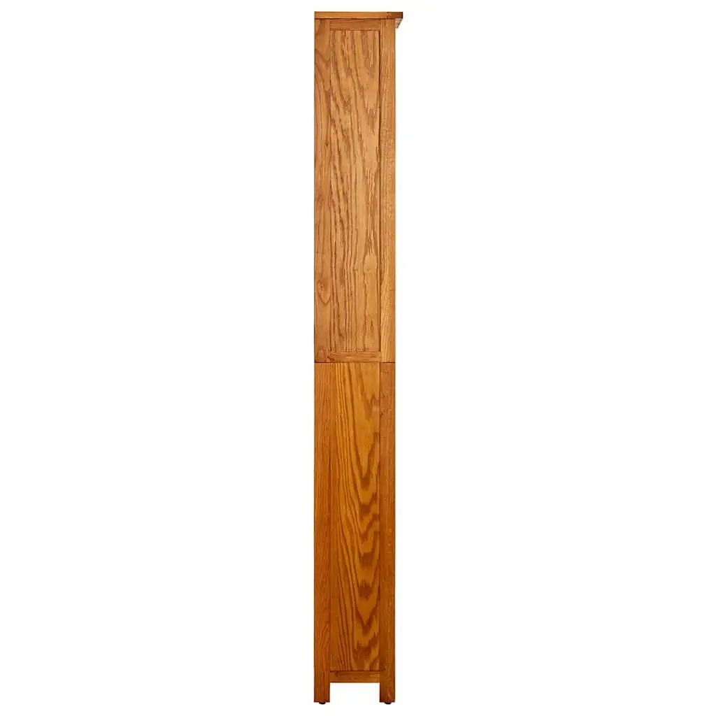 6-Tier Bookcase Solid Oak Wood Durable 52x22x180cm Brown Shelving Display Unit